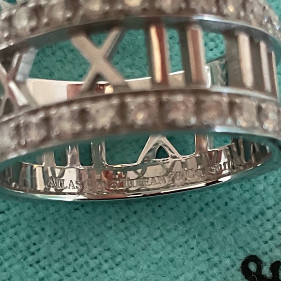 Tiffany & Co. Atlas Collection Open 18 Karat White Gold Band Ring with Diamonds - Picture 6 of 10